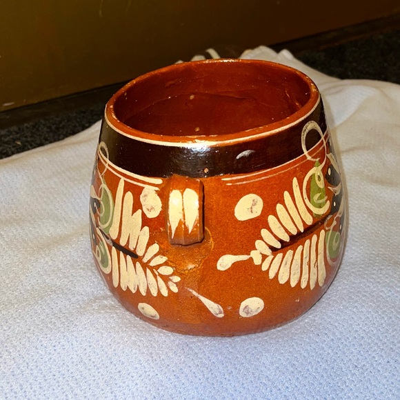Mid Century Tlaquepaque Bean Pot Redware Pottery Mexico Hand Painted Vintage - Picture 5 of 12